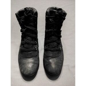 Sorel Boots Womens 8 Harlow Conquest Winter Black Lace Up Ankle Top NL3730-010